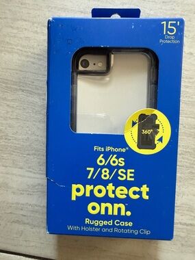 Protect onn. Rugged Clear/Black iPhone Case - Fits 6/6s/7/8/SE